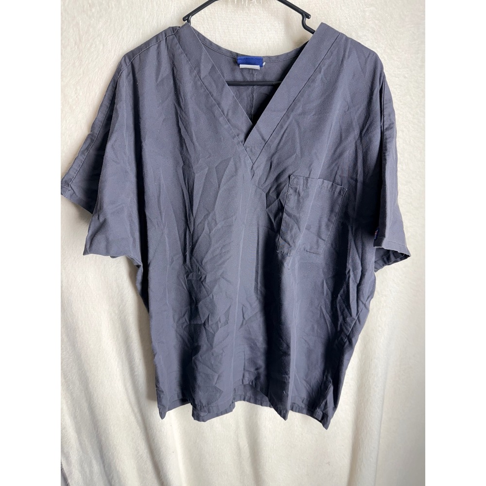 Cherokee Workwear Scrub Top Gray V-Neck Short Sleeve Chest Pocket Large RN 93643